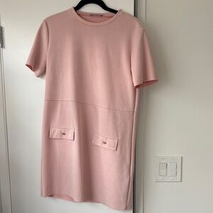 Zara Blush Pink Mini Dress with Pocket Details